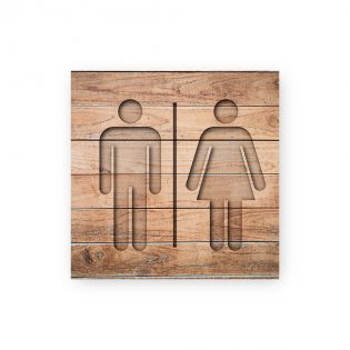 Panneau pictogramme de signalisation · Toilettes Mixtes | Texture Bois