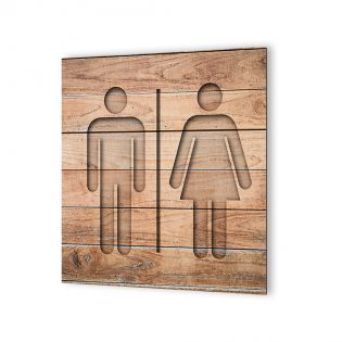 Panneau pictogramme de signalisation · Toilettes Mixtes | Texture Bois