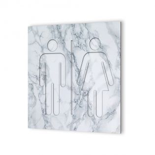 Panneau pictogramme de signalisation · Toilettes Mixtes | Texture Marbre Blanc