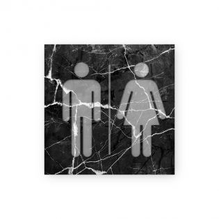 Panneau pictogramme de signalisation · Toilettes Mixtes | Texture Marbre Noir