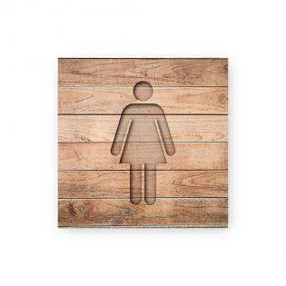 Panneau pictogramme de signalisation · Toilettes Femmes| Texture Bois