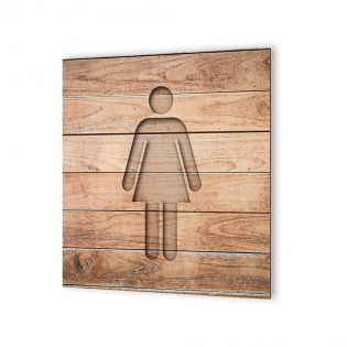 Panneau pictogramme de signalisation · Toilettes Femmes| Texture Bois