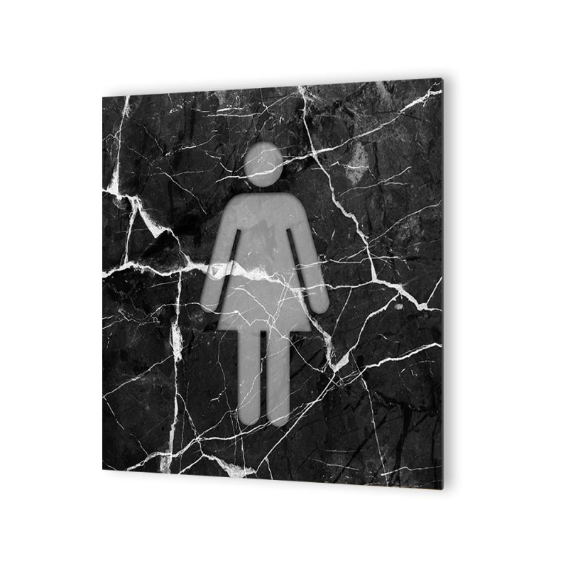 Panneau pictogramme de signalisation · Toilettes Femmes | Texture Marbre Noir