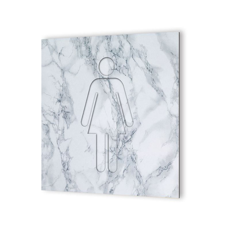 Panneau pictogramme de signalisation · Toilettes Femmes| Texture Marbre Blanc