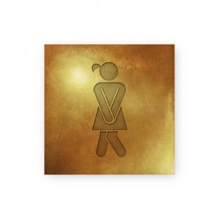 Panneau pictogramme de signalisation · Toilettes Femmes Humoristique| Texture Gold