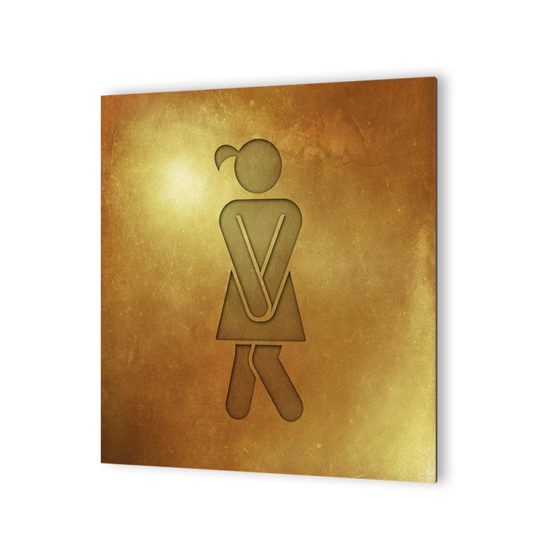 Panneau pictogramme de signalisation · Toilettes Femmes Humoristique| Texture Gold