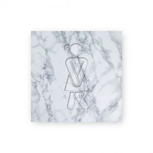 Panneau pictogramme de signalisation · Toilettes Femmes Humoristique | Texture Marbre Blanc