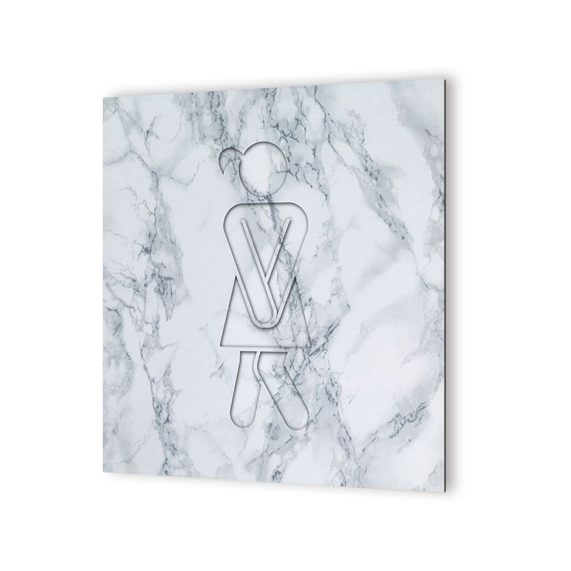 Panneau pictogramme de signalisation · Toilettes Femmes Humoristique | Texture Marbre Blanc