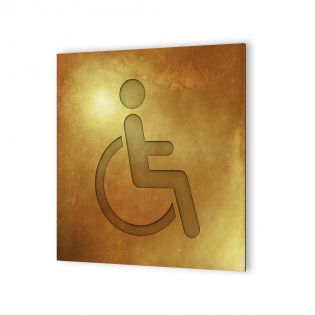 Panneau pictogramme de signalisation · Toilettes Handicapés | Texture Gold