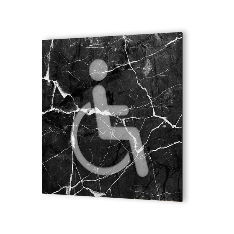 Panneau pictogramme de signalisation · Toilettes Handicapés | Texture Marbre Noir