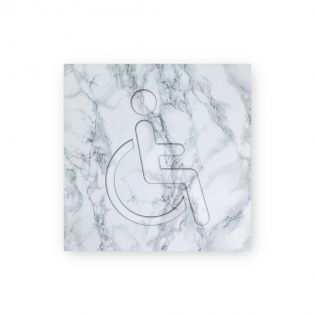 Panneau pictogramme de signalisation · Toilettes Handicapés | Texture Marbre Blanc