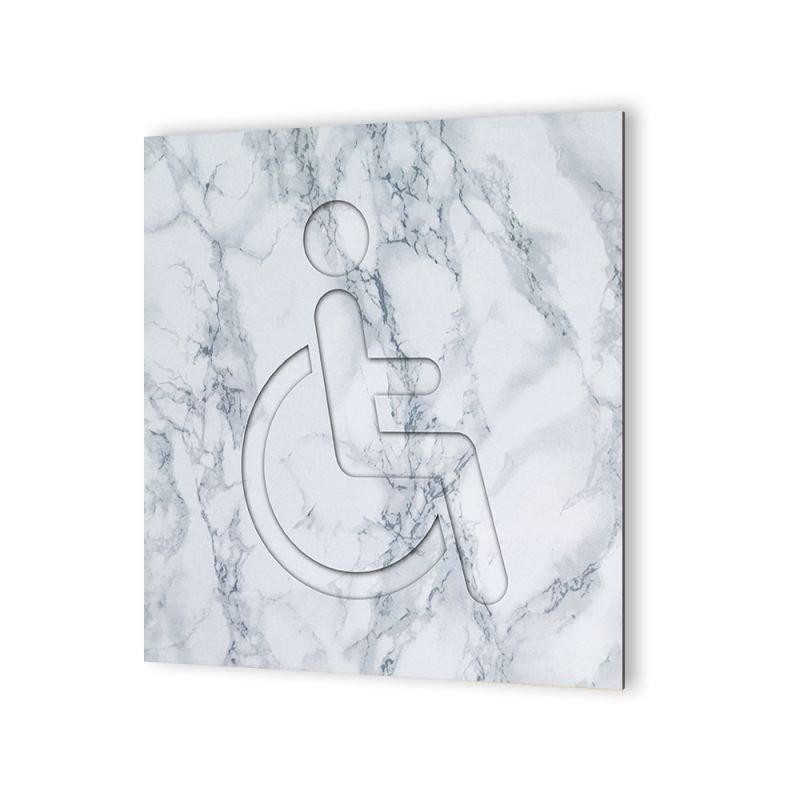 Panneau pictogramme de signalisation · Toilettes Handicapés | Texture Marbre Blanc