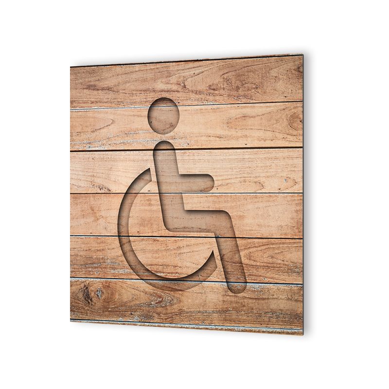 Panneau pictogramme de signalisation · Toilettes Handicapés | Texture Bois