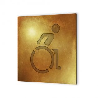 Panneau pictogramme de signalisation Humoristique · Toilettes Handicapés | Texture Gold