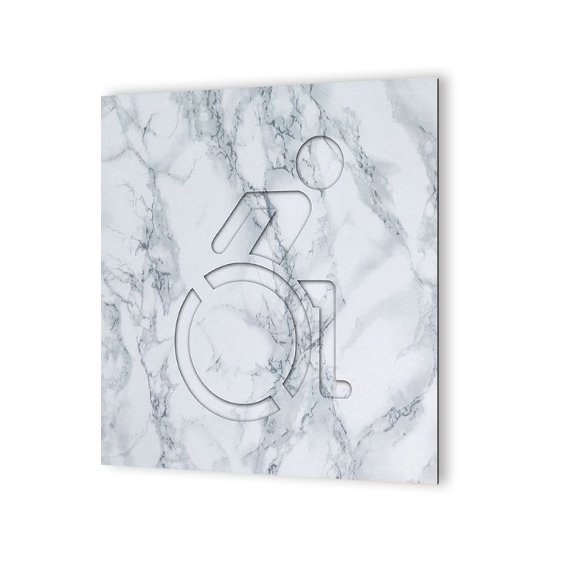 Panneau pictogramme de signalisation Humoristique · Toilettes Handicapés | Texture Marbre Blanc