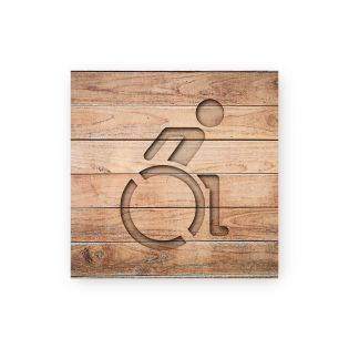 Panneau pictogramme de signalisation Humoristique · Toilettes Handicapés | Texture Bois