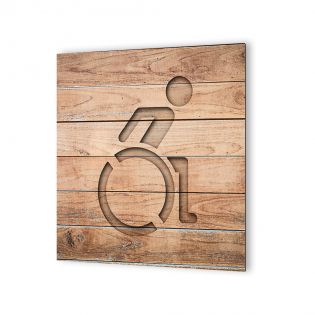 Panneau pictogramme de signalisation Humoristique · Toilettes Handicapés | Texture Bois