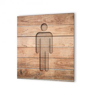 Panneau pictogramme de signalisation · Toilettes Hommes | Texture Bois