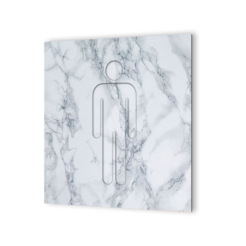 Panneau pictogramme de signalisation · Toilettes Hommes | Texture Marbre Blanc