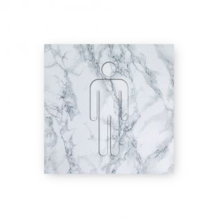 Panneau pictogramme de signalisation · Toilettes Hommes | Texture Marbre Blanc