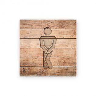 Panneau pictogramme de signalisation · Toilettes Hommes Humoristique| Texture Bois