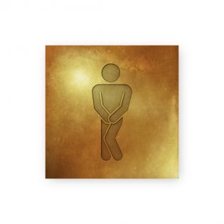 Panneau pictogramme de signalisation · Toilettes Hommes Humoristique| Texture Gold