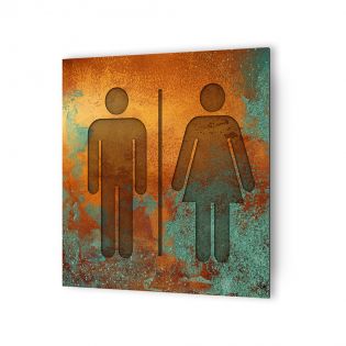 Panneau pictogramme de signalisation · Toilettes Mixtes | Texture Cuivre