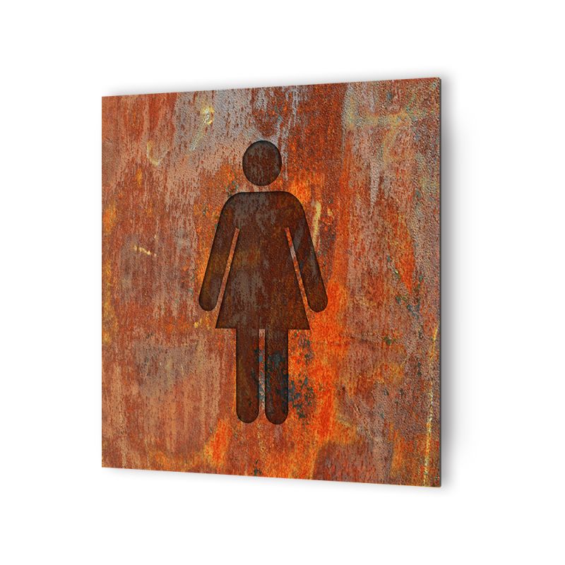 Panneau pictogramme de signalisation · Toilettes Femmes | Texture Rouille