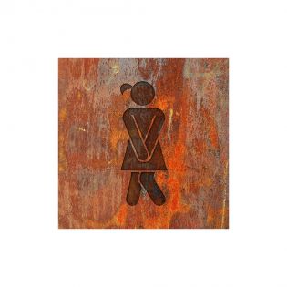 Panneau pictogramme de signalisation · Toilettes Femmes Humoristique | Texture Rouille
