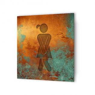 Panneau pictogramme de signalisation · Toilettes Femmes Humoristique | Texture Cuivre