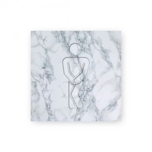 Panneau pictogramme de signalisation · Toilettes Hommes Humoristique | Texture Marbre Blanc