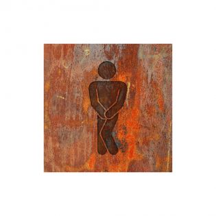 Panneau pictogramme de signalisation · Toilettes Hommes Humoristique | Texture Rouille
