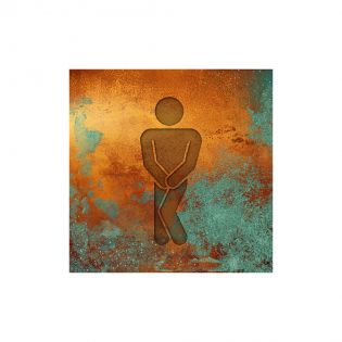 Panneau pictogramme de signalisation · Toilettes Hommes Humoristique | Texture Cuivre