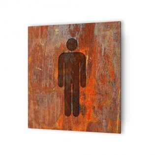 Panneau pictogramme de signalisation · Toilettes Hommes | Texture Rouille