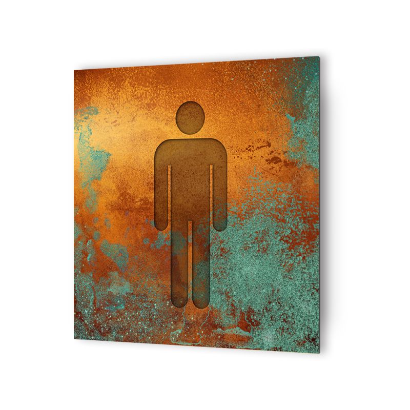 Panneau pictogramme de signalisation · Toilettes Hommes | Texture Cuivre