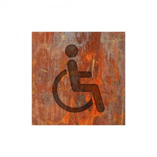 Panneau pictogramme de signalisation · Toilettes PMR | Texture Rouille