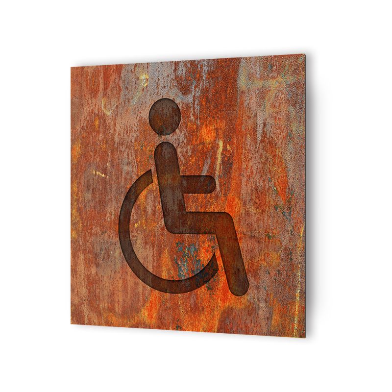 Panneau pictogramme de signalisation · Toilettes PMR | Texture Rouille