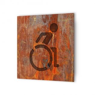 Panneau pictogramme de signalisation Humoristique · Toilettes PMR | Texture Rouille