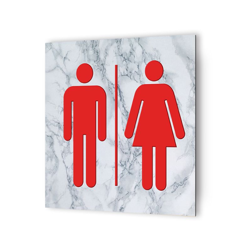 Panneau pictogramme de signalisation · Toilettes Mixtes | Texture Marbre Rouge