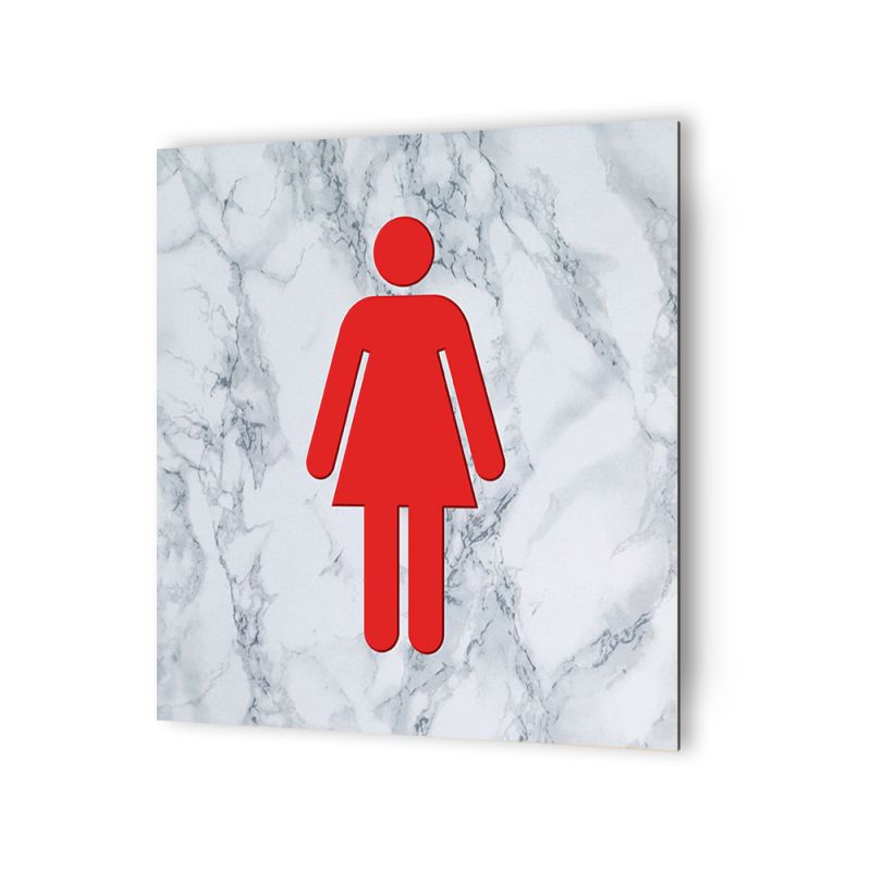 Panneau pictogramme de signalisation · Toilettes Femmes | Texture Marbre Rouge