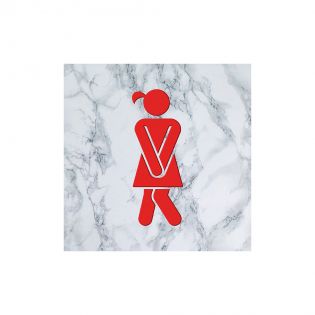 Panneau pictogramme de signalisation · Toilettes Femmes Humoristique | Texture Marbre Rouge