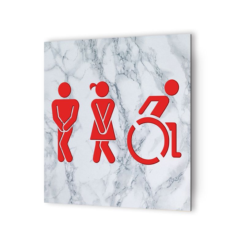 Panneau pictogramme de signalisation · Toilettes Femmes Humoristique | Texture Marbre Rouge