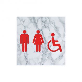 Panneau pictogramme de signalisation Humoristique · Toilettes PMR | Texture Marbre Rouge
