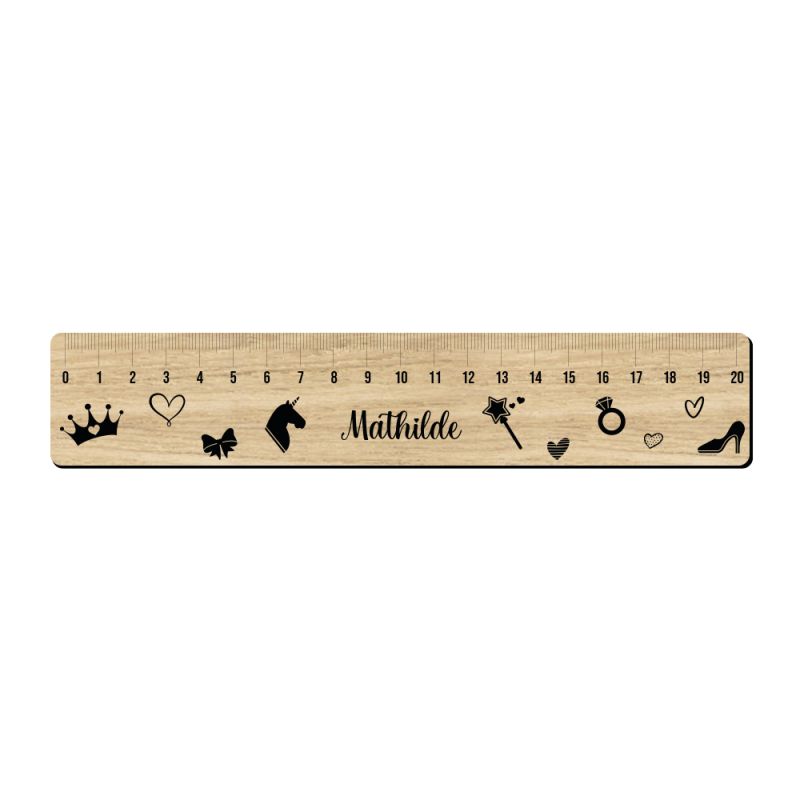 Personalized 20 cm graduated ruler for schoolchildren · First name | Princess Personalized 20 cm graduated ruler for schoolchildren · First name | Princess