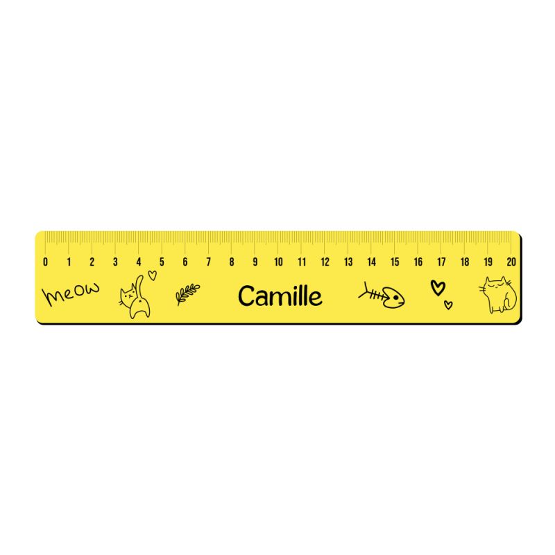 Personalized 20 cm graduated ruler for schoolchildren · First name | Cat Personalized 20 cm graduated ruler for schoolchildren · First name | Cat