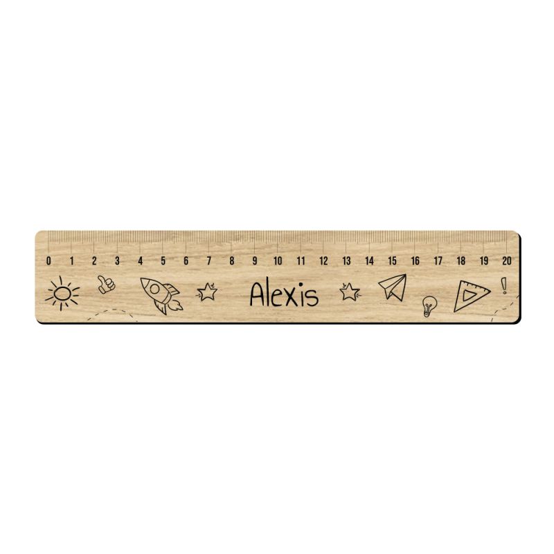 Personalized 20 cm graduated ruler for schoolchildren · First name | Stars Personalized 20 cm graduated ruler for schoolchildren · First name | Stars