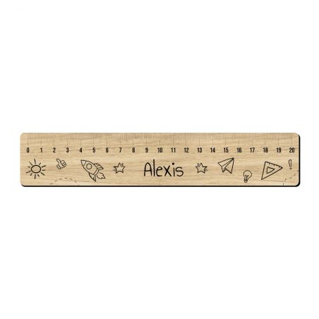 Personalized 20 cm graduated ruler for schoolchildren · First name | Stars