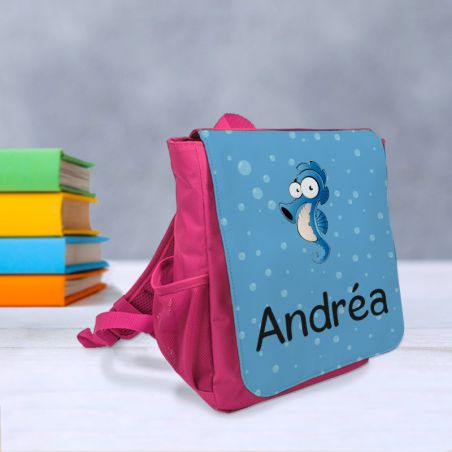 Sac à dos enfant personnalisé bleu ou rose | Hippocampe