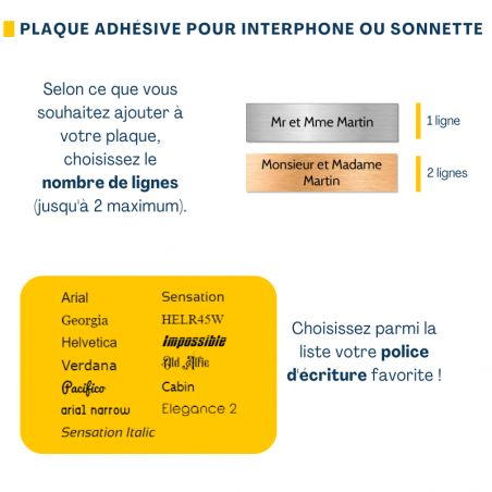 Plaque adhésive interphone ou sonnette 60 mm x 15 mm gravure personnalisée sur 1 ligne couleur effet bois clair