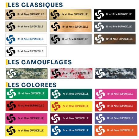 Plaque boite aux lettres format Decayeux CROIX OCCITANE (100x25mm) noire lettres blanches - 1 ligne